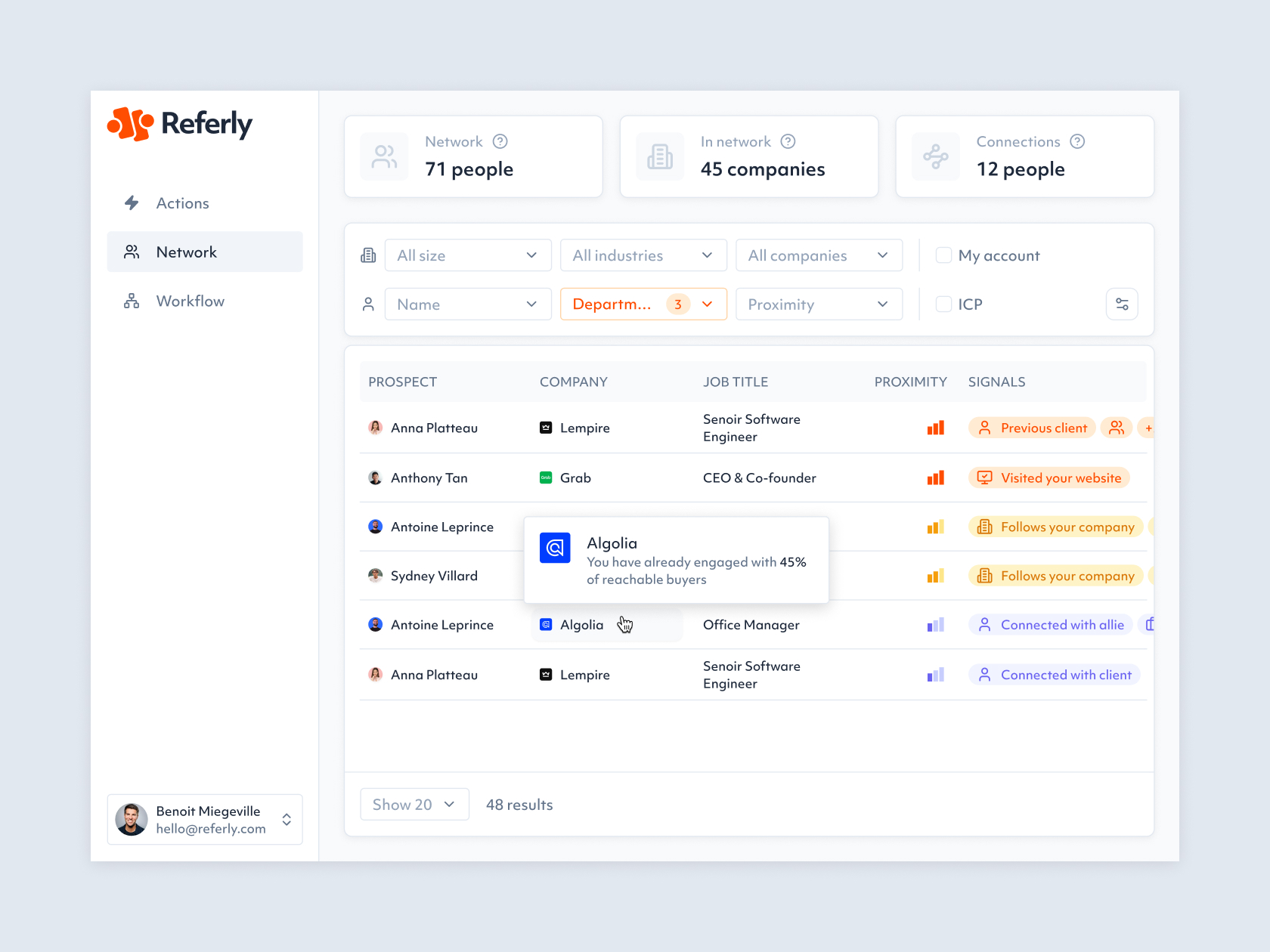 Referly SaaS design