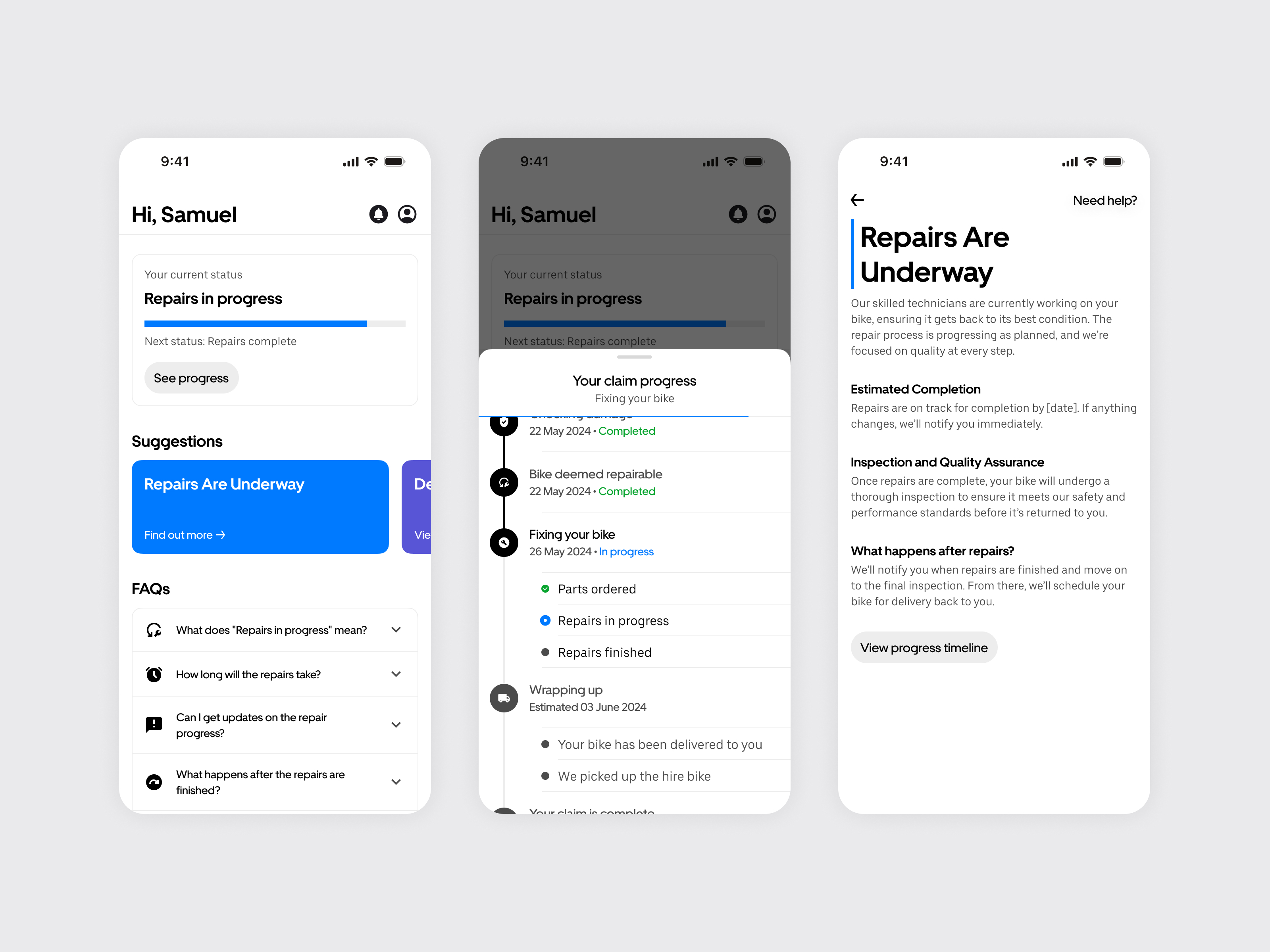 Claims Homepage & Interaction Flows